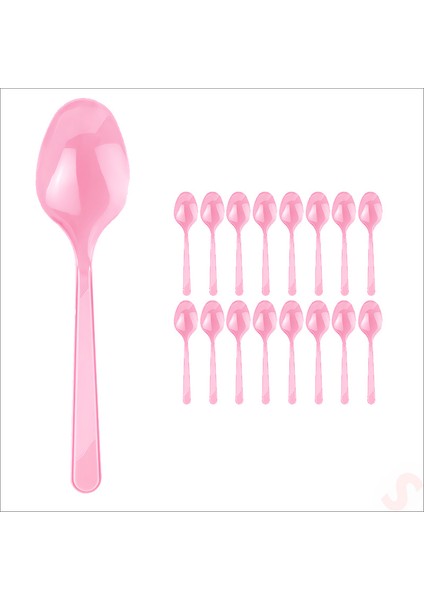 Plastik Kaşık, 24 Adet - Pembe