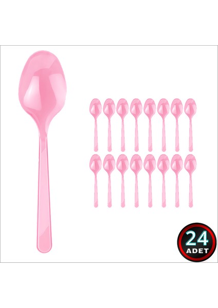 Plastik Kaşık, 24 Adet - Pembe fiyatları