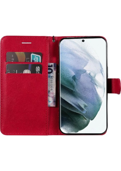 Kart Yuvası ile Samsung Galaxy S22 Ultra Klasik Düz Renk Için Flip Case (Yurt Dışından)