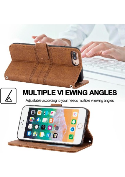 Iphone 8 Için Flip Case Artı Kickstand Darbeye Koruyucu Manyetik Kılıf (Yurt Dışından)