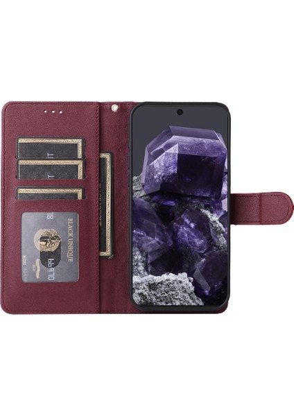 Google Piksel 8 Pro Flip Kapak Için Flip Case Basit Iş Cüzdan Deri (Yurt Dışından)
