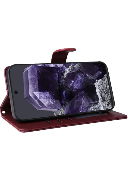 Google Piksel 8 Pro Flip Kapak Için Flip Case Basit Iş Cüzdan Deri (Yurt Dışından)