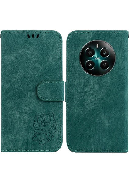 Realme 12 Artı Cüzdan Durumda Kabartmalı Sevimli Kaplan Flip Folio Tutucu (Yurt Dışından)