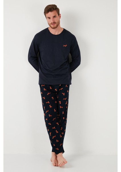 Pamuklu Regular Fit Uzun Kollu Pijama Takımı Erkek Pijama Takımı 6572013 fiyatları