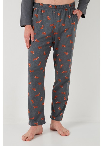 Pamuklu Regular Fit Uzun Kollu Pijama Takımı Erkek Pijama Takımı 6572013 indirimleri