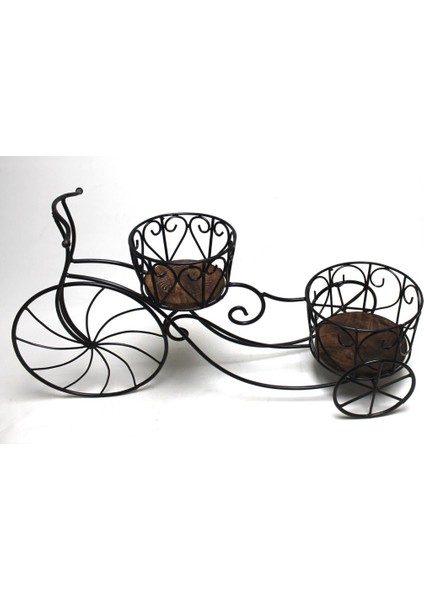Eskitme Ahşap Ferforje Bisiklet Çiçeklik 81X23X45 Cm.