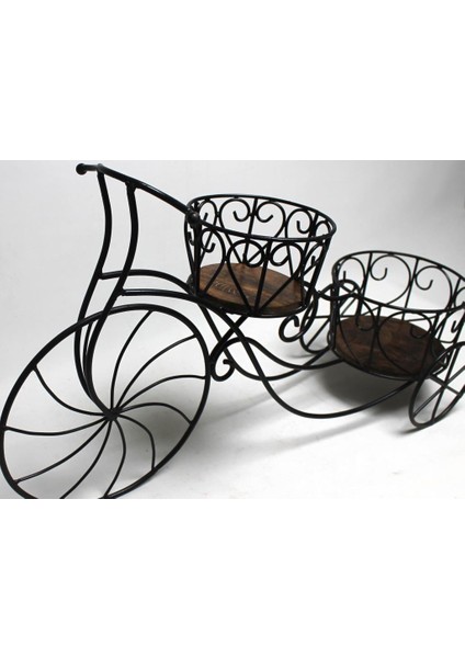 Eskitme Ahşap Ferforje Bisiklet Çiçeklik 81X23X45 Cm.