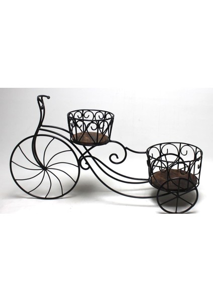 Eskitme Ahşap Ferforje Bisiklet Çiçeklik 81X23X45 Cm.