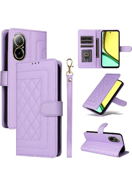 Realme C67 4g Darbeye Dayanıklı Basit Iş Cüzdan Deri Için Flip Case (Yurt Dışından)