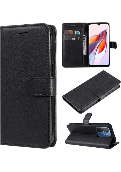 Kart Yuvası Iş ile Xiaomi Redmi 12C Klasik Düz Renk Için Flip Case (Yurt Dışından)