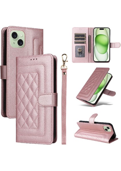 Iphone 15 Için Flip Case Artı Basit Iş Deri Kılıf Kapak Çevirin (Yurt Dışından)