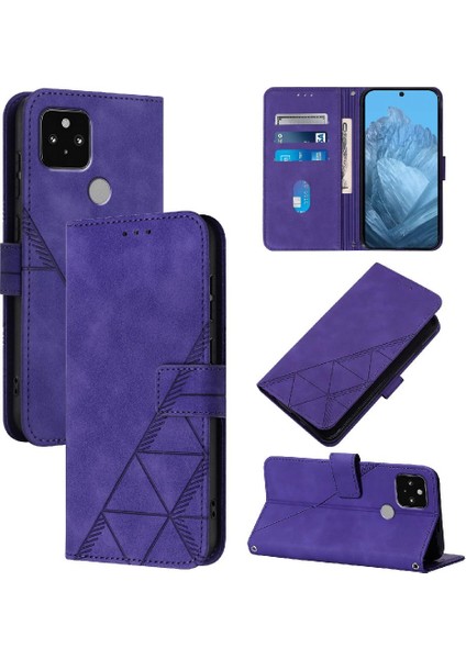 Google Piksel 5 Için Kılıf Cüzdan Kapak Kredi Kartı Tutucu Flip Folio Kitap Pu (Yurt Dışından)