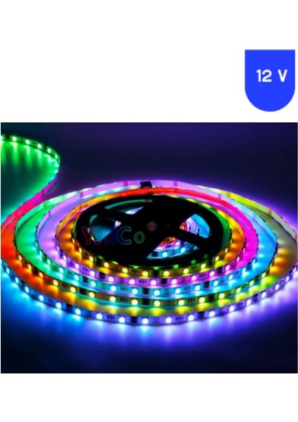 12 Volt 60 LED Silikonsuz Animasyonlu Pixel Magic Kayar LED İç Mekan IP20 5 Metre