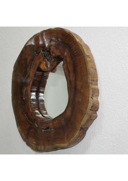 Otantik Çarşı Doğal Ahşap Teak Ağacı Ayna 32X32X3 Cm.