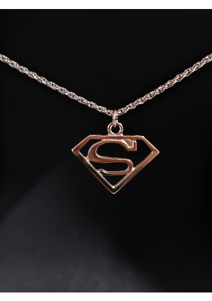 Antik Gümüş Kaplama S Write Hero Sembol Unisex Zincirli Kolye