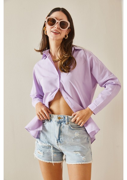 Lila Polo Yaka Basıc Viskon Gömlek 5YXK2-48542-26 fiyatları