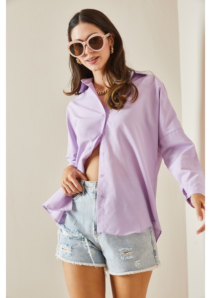 Lila Polo Yaka Basıc Viskon Gömlek 5YXK2-48542-26 modelleri