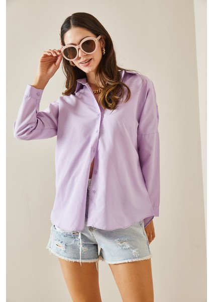 Lila Polo Yaka Basıc Viskon Gömlek 5YXK2-48542-26 fırsatları