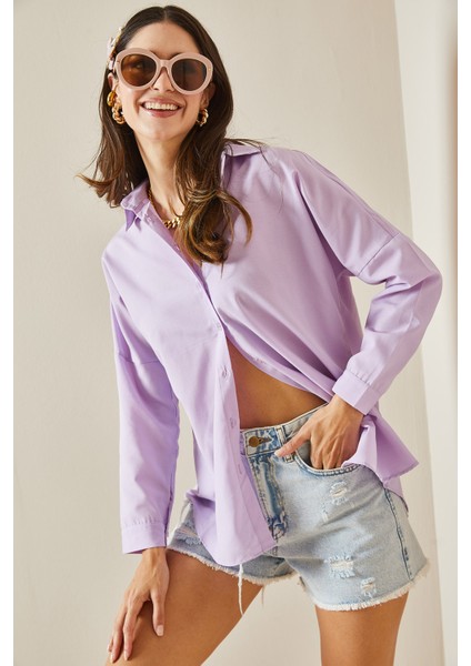 Lila Polo Yaka Basıc Viskon Gömlek 5YXK2-48542-26 indirimleri