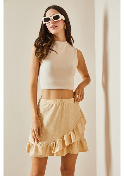 Bej Dokulu Mini Etek 5YXK7-48559-25 fiyatları