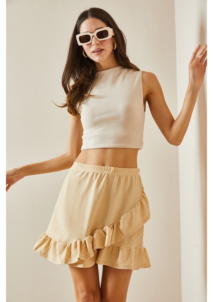 Bej Dokulu Mini Etek 5YXK7-48559-25 fırsatları