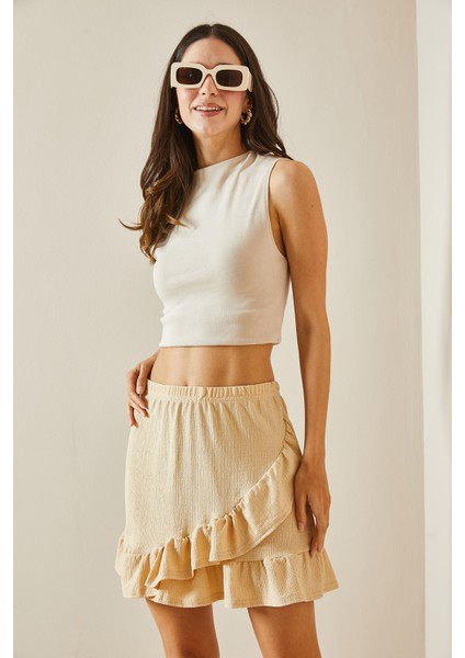 Bej Dokulu Mini Etek 5YXK7-48559-25 indirimleri