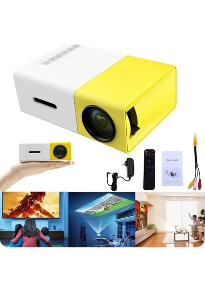 Taşınabilir Mini Projeksiyon Cihazı - HDMI Uyumlu - USB Uyumlu - Kablo ile Telefon Bağlantısı fiyatları