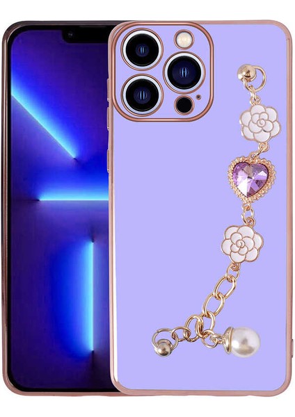 iPhone 12 Pro Max - Uyumlu El Tutamaçlı Kamera Korumalı Zore Taka Silikon Kapak-Mor