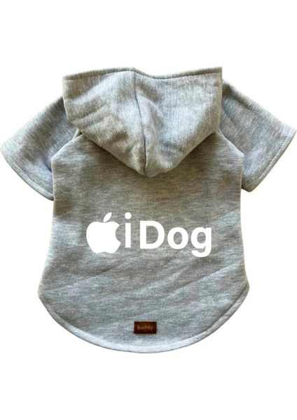 Buddy Store Kedi & Köpek Kıyafeti - I Dog Baskılı Gri Sweatshirt