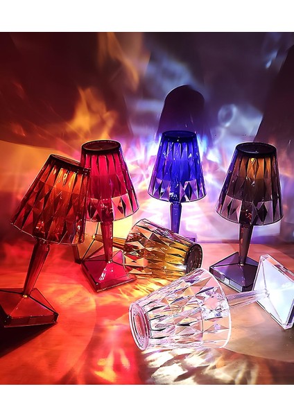 Kristal Usb Şarjlı Dokunmatik Masa Lambası - Rgb - Kumandalı