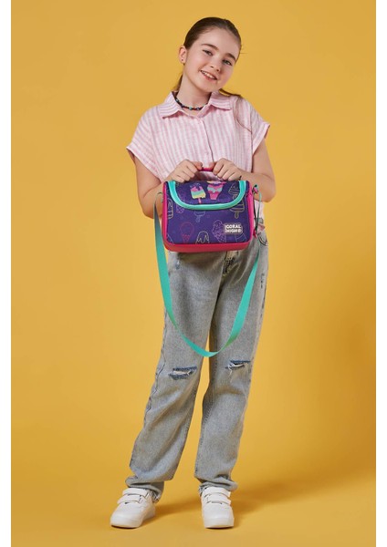 Kids Mor Pembe Dondurma Desenli Thermo Beslenme Çantası 11888