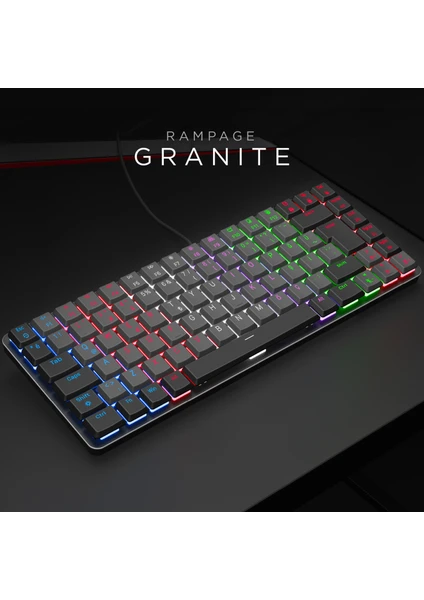 Granıte Siyah/gri Low Profile Blue Swıtch Q Rainbow Mekanik Gaming Oyuncu Klavye