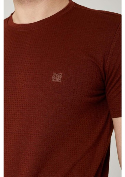 Sıfır Yaka Bisiklet Yaka Petek Dokulu Erkek Tshirt