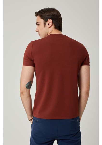 Sıfır Yaka Bisiklet Yaka Petek Dokulu Erkek Tshirt