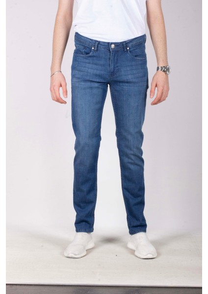 Erkek Kot Pantolon Regular Fit Mavi Düz Paça 5 Cepli Jean Ncs Jeans 576 6138