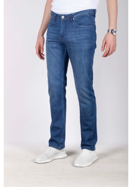 Erkek Kot Pantolon Regular Fit Mavi Düz Paça 5 Cepli Jean Ncs Jeans 576 6138