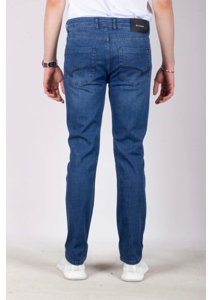 Erkek Kot Pantolon Regular Fit Mavi Düz Paça 5 Cepli Jean Ncs Jeans 576 6138