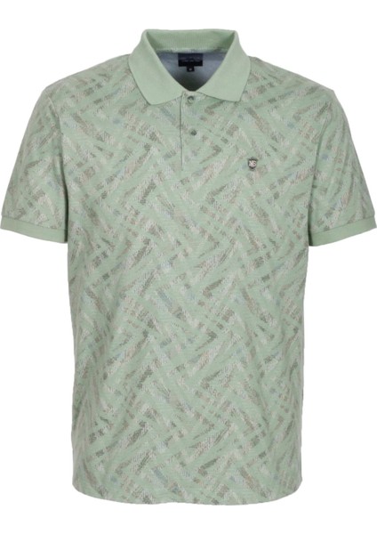 Erkek Polo Yaka Tişört Çağla Slim Fit Ribanalı Kol Pamuklu Baskılı T-Shirt Ncs Jeans 1254