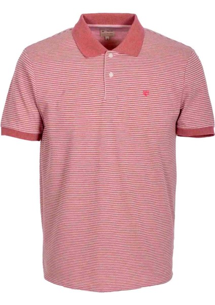 Erkek Polo Yaka Tişört Nar Çiceği Dokulu %100 Pamuk Slim Fit Ribanalı 1247