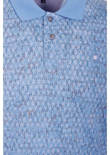 Erkek Polo Yaka Tişört Mavi Slim Fit Ribanalı Kol Pamuklu Baskılı T-Shirt Ncs Jeans 1253 fırsatları
