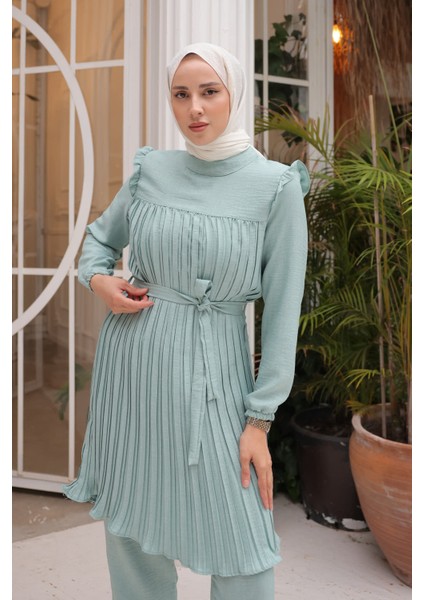 Mint Piliseli Tunik Pantolon Takım modelleri