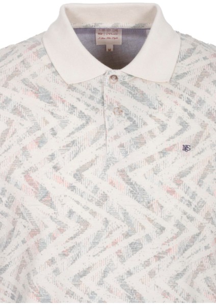 Erkek Polo Yaka Tişört Bej Slim Fit Ribanalı Kol Pamuklu Baskılı T-Shirt Ncs Jeans 1254 modelleri