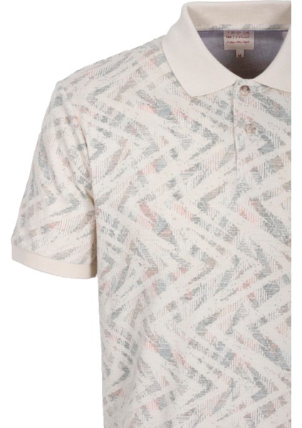 Erkek Polo Yaka Tişört Bej Slim Fit Ribanalı Kol Pamuklu Baskılı T-Shirt Ncs Jeans 1254 indirimleri