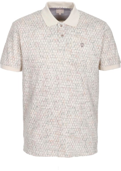Erkek Polo Yaka Tişört Bej Slim Fit Ribanalı Kol Pamuklu Baskılı T-Shirt Ncs Jeans 1253
