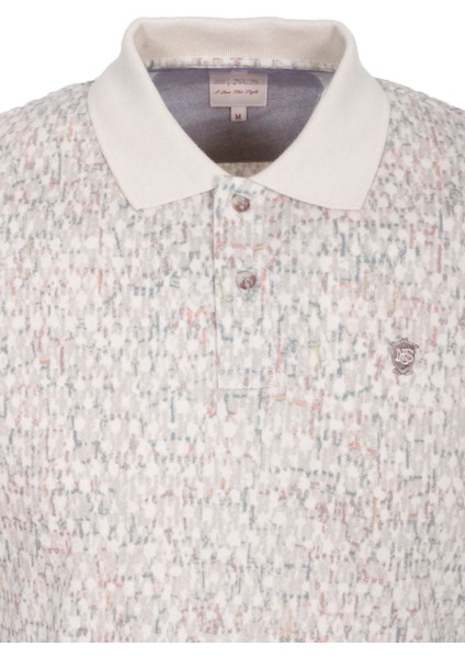 Erkek Polo Yaka Tişört Bej Slim Fit Ribanalı Kol Pamuklu Baskılı T-Shirt Ncs Jeans 1253 modelleri