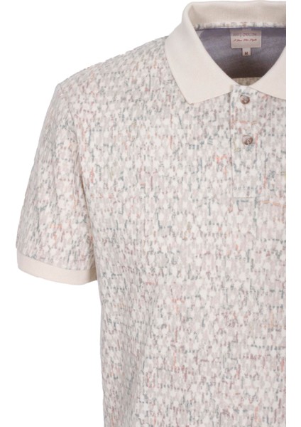 Erkek Polo Yaka Tişört Bej Slim Fit Ribanalı Kol Pamuklu Baskılı T-Shirt Ncs Jeans 1253 indirimleri