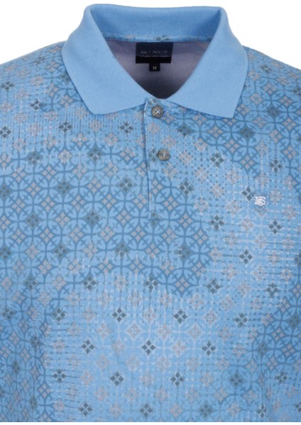 Erkek Polo Yaka Tişört Mavi Slim Fit Ribanalı Kol Pamuklu Baskılı T-Shirt Ncs Jeans 1252 modelleri