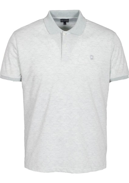 Erkek Polo Yaka Tişört Yeşil Dokulu %100 Pamuk Slim Fit Ribanalı Kol T-Shirt Ncs Jeans 1250