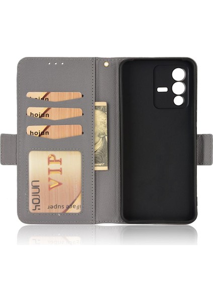 Vivo V23 5g Için Kılıf Manyetik Pu Deri Cüzdan Kart Yuvaları Tutucu Yan (Yurt Dışından)