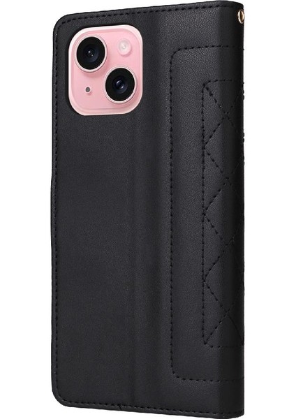 Iphone 15 Için Flip Case Deri Kılıf Cüzdan Darbeye Basit Iş (Yurt Dışından) modelleri